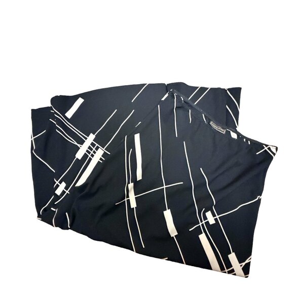 Intriguing Threads Vintage Black White Geometric Print Maxi Skirt Size 6 Elastic - Picture 5 of 5